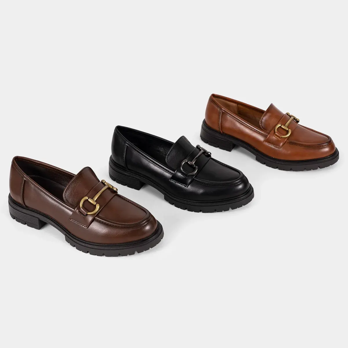 Mocassins ChrisBella en PU avec Chaîne Dorée